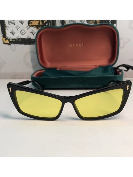 New Authentic Gucci GG626S 002 Sunglasses – Black Frame with Yellow Lenses ✨ main image 10